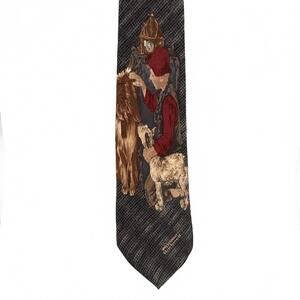 Norman Rockwell The Saturday Evening Post Lady & Dogs Silk Tie Made in Canada